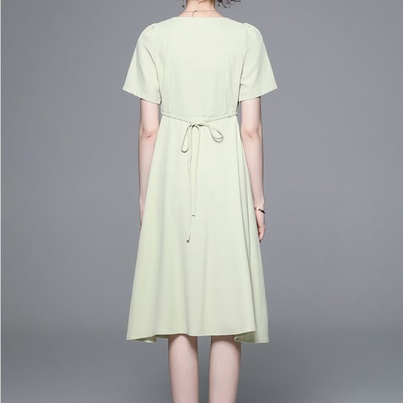 Simple and gentle style French waist short-sleeved dress - Picture 6 of 6
